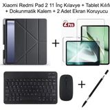 Yesnice Yesnıce Xiaomi Redmi Pad 2 11 Inç Uyumlu Standlı Kılıf Dokunmatik Kalem ve Klavye Set - Siyah