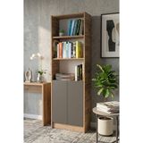 Yeti Mobilya FLAT56 Kitaplık 2 Kapaklı Kütüphane Çok Amaçlı Dolap Kitaplık Atlantik Çam Antrasit Suntalam 180x56 cm - Atlantik Çam - Antrasit