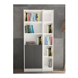 YETİ MOBİLYA Flat85 Kitaplık 2 Kapaklı Kütüphane Çok Amaçlı Dolap Beyaz Antrasit