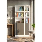 YETİ MOBİLYA Flat85 Kitaplık 3 Kapaklı Kütüphane Çok Amaçlı Dolap Beyaz Antrasit