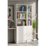 YETİ MOBİLYA Flat85 Kitaplık 3 Kapaklı Kütüphane Çok Amaçlı Dolap Beyaz