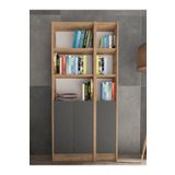YETİ MOBİLYA Flat85 Kitaplık 3 Kapaklı Kütüphane Çok Amaçlı Dolap Çam Antrasit