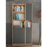 YETİ MOBİLYA Flat85 Kitaplık 4 Kapaklı Kütüphane Çok Amaçlı Dolap Çam Antrasit