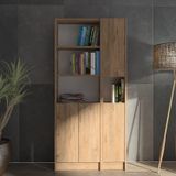 YETİ MOBİLYA Flat85 Kitaplık 4 Kapaklı Kütüphane Çok Amaçlı Dolap Çam