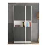 YETİ MOBİLYA Flat85 Kitaplık 6 Kapaklı Kütüphane Çok Amaçlı Dolap Beyaz Antrasit