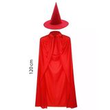Yetişkin Boy 120 Cm Kırmızı Yakalı Pelerin Ve Kırmızı Cadı Şapkası P143250s1060
