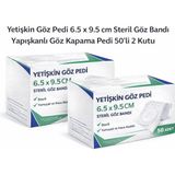 Yetişkin Göz Pedi 6.5 X 9.5 Cm Steril Yapışkanlı Göz Bandı 50’Li 2 Kutu Göz Kapama Pedi