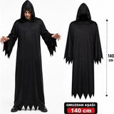 Yetişkin Siyah Kapüşonlu Cellat Hayalet Kostümü 140 cm - 00
