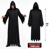 Yetişkin Siyah Kapüşonlu Cellat Hayalet Kostümü 140 Cm Bx40