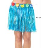 Yetişkin ve Çocuk Uyumlu Mavi Renk Püsküllü Hawaii Luau Hula Etek 40 cm - Lisinya - 001-Renkli