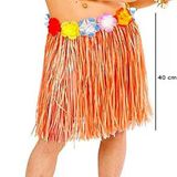 Yetişkin ve Çuk Uyumlu Tcu Renk Püsküllü Hawaii Luau Hula Etek 40 cm