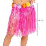 Yetişkin ve Uyumlu Pembe Püsküllü Hawaii Luau Hula Etek 40 cm
