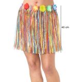 Yetişkin ve Uyumlu Rengarenk Püsküllü Hawaii Luau Hula Etek 40 cm