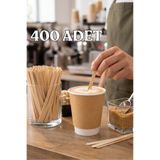 Yetkin Plastik Doğal Bambu/Ahşap/Tahta Karıştırıcı Çay - Kahve Kaşığı Kaşık Tek kullanımlık Karıştırma Çubuğu 400 lü 250'li