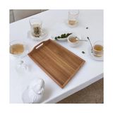 YF Tekstil Ambalaj Akasya Ağacından Dikdörtgen Sunum Tepsi, Ahşap Çay, Kahve ve Servis Tepsisi (33X22X5CM) - Kestane Akaju - Option-1