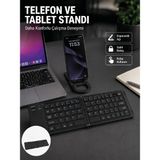 YF Tekstil Ambalaj Bluetooth Katlanabilir Klavye Usb-C Şarjlı 3 Cihaz Bağlantılı Taşınabilir Klavye - Lisinya