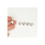 yfhobi 1 Adet - 13 mm Kalp Desen Metal Uç, Takı İçin Charm Uç, Rodyum Kaplama 1.Kalite Kararmaz