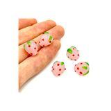 yfhobi 1 Adet - 15 mm Çilek Desenli Murano Cam Boncuk, Pembe Renk Çilek Takı Aparatı 1.Kalite #297