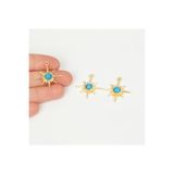 yfhobi 1 Adet - 25 mm Kutup Yıldızı Desen Metal Uç, Takı İçin Charm Uç, Altın Kaplama 1.Kalite Kararmaz