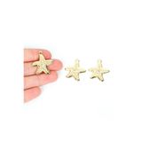 yfhobi 1 Adet - 28 mm Deniz Yıldızı Desenli Taşlı Uç, Charm Uç, Altın Kaplama 1.Kalite Kararmaz