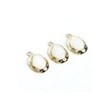 yfhobi 1 Adet - 33 mm Sedef Renk Taşlı Oval Uç, Charm Uç, Altın Kaplama 1.Kalite Kararmaz