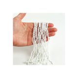yfhobi 1 Dizi (110-120Adet) - 4 mm Üçgen Kristal Cam Boncuk Dizisi Mat Janjanlı Beyaz Renk 1.Kalite