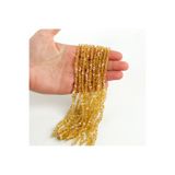 yfhobi 1 Dizi (110-120Adet) - 4 mm Üçgen Kristal Cam Boncuk Dizisi Şeffaf Janjanlı Sarı Renk 1.Kalite