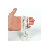 yfhobi 1 DİZİ (40 cm- 90-95 Adet)- 4 mm PİRAMİT KRİSTAL CAM BONCUK, MAT JANJANLI BEYAZ BONCUK DİZİSİ