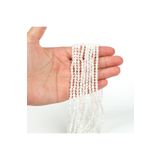 yfhobi 1 DİZİ (40 cm- 90-95 Adet)- 4 mm PİRAMİT KRİSTAL CAM BONCUK, MAT JANJANLI KREM BONCUK DİZİSİ