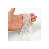 yfhobi 1 DİZİ (40 cm- 90-95 Adet)- 4 mm PİRAMİT KRİSTAL CAM BONCUK, ŞEFFAF ÇOK JANJAN RENK BONCUK DİZİSİ