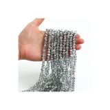 yfhobi 1 Dizi (67-70 Adet) - 8 mm Yassı Kristal Cam Boncuk Dizisi Şeffaf Janjanlı Gümüş Renk 1.Kalite