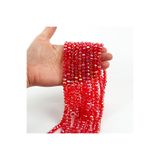 yfhobi 1 Dizi (67-70 Adet) - 8 mm Yassı Kristal Cam Boncuk Dizisi Şeffaf Janjanlı Kırmızı Renk 1.Kalite