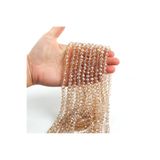 yfhobi 1 Dizi (67-70 Adet) - 8 mm Yassı Kristal Cam Boncuk Dizisi Şeffaf Janjanlı Krem Renk 1.Kalite