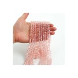 yfhobi 1 Dizi (67-70 Adet) - 8 mm Yassı Kristal Cam Boncuk Dizisi Şeffaf Janjanlı Pembe Renk 1.Kalite