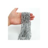 yfhobi 1 Dizi (80-85 Adet) - 6 mm Yassı Kristal Cam Boncuk Dizisi Şeffaf Janjanlı Gümüş Renk 1.Kalite