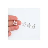 yfhobi 10 Adet - 15 Mm Yıldız Desenli Metal Uç, Takı Malzemesi, Boyalı Gümüş Kaplama