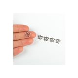 yfhobi 12 Adet - 10 Mm Kelebek Desen Metal Uç, Takı Malzemesi, Boyalı Gümüş Kaplama