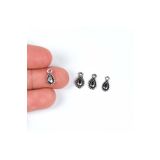 yfhobi 12 Adet - 11 Mm Damla Desenli Metal Uç, Takı Malzemesi, Boyalı Gümüş Kaplama