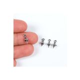 yfhobi 12 Adet - 11 Mm Piramit Desenli Metal Uç, Takı Malzemesi, Boyalı Gümüş Kaplama