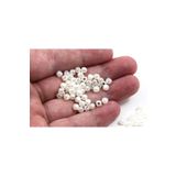 yfhobi 25 Gram - 4 mm, Krem Renk Köşeli Yuvarlak İnci Boncuk, Lüks Barok İnci, (25 gr - 650-700 Adet Arası)