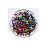 yfhobi 25 Gram - 6 Mm Yuvarlak Plastik Boncuk, Karışık Metalik Renk Plastik Boncuk, ( 25 Gr- 200-210 Adet )