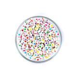 yfhobi 25 Gram - 7 Mm Beyaz Üzeri Renkli Yıldız Figürlü Yassı Plastik Boncuk, ( 25gr - 200-205 Adet Arası )