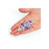 yfhobi 25 gram - 8 mm Buzlu Karışık Renkli Yuvarlak Desen Plastik Boncuk ( 25 gram- 95-100 Adet Arası )