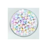 yfhobi 25 gram - 8 mm Gökkuşağı Janjanlı Yuvarlak Desen Plastik Boncuk ( 25 gram- 90-95 Adet Arası )