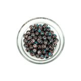 yfhobi 25 Gram- 8 mm Kahve-Mavi Renk Ebruli Desenli Yuvarlak Cam Boncuk, 1.Kalite (25gr- 35 Adet) #17