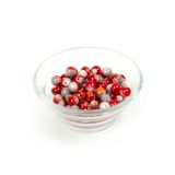 yfhobi 25 Gram- 8 mm Kırmızı-Gri Renk Ebruli Desen Model Yuvarlak Cam Boncuk, 1. Kalite (25gr- 35 Adet) #83