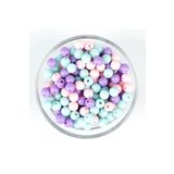 yfhobi 25 Gram - 8 mm Mor-Turkuaz-Pembe Tonları Renkli, Yuvarlak Plastik Boncuk, (25gr - 85-90 Adet Arası)