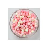 yfhobi 25 Gram - 8 Mm Pembe Tonları Renkli, Yuvarlak Plastik Boncuk, ( 25gr - 85-90 Adet Arası )