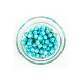 yfhobi 25 Gram- 8 mm Turkuaz Yaldızlı Renk Ebruli Desenli Yuvarlak Cam Boncuk, 1.Kalite (25gr- 35 Adet) #24