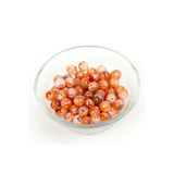 yfhobi 25 Gram- 8 mm Turuncu Renk Ebruli Desen Model Yuvarlak Cam Boncuk, 1. Kalite (25gr- 35 Adet) #78